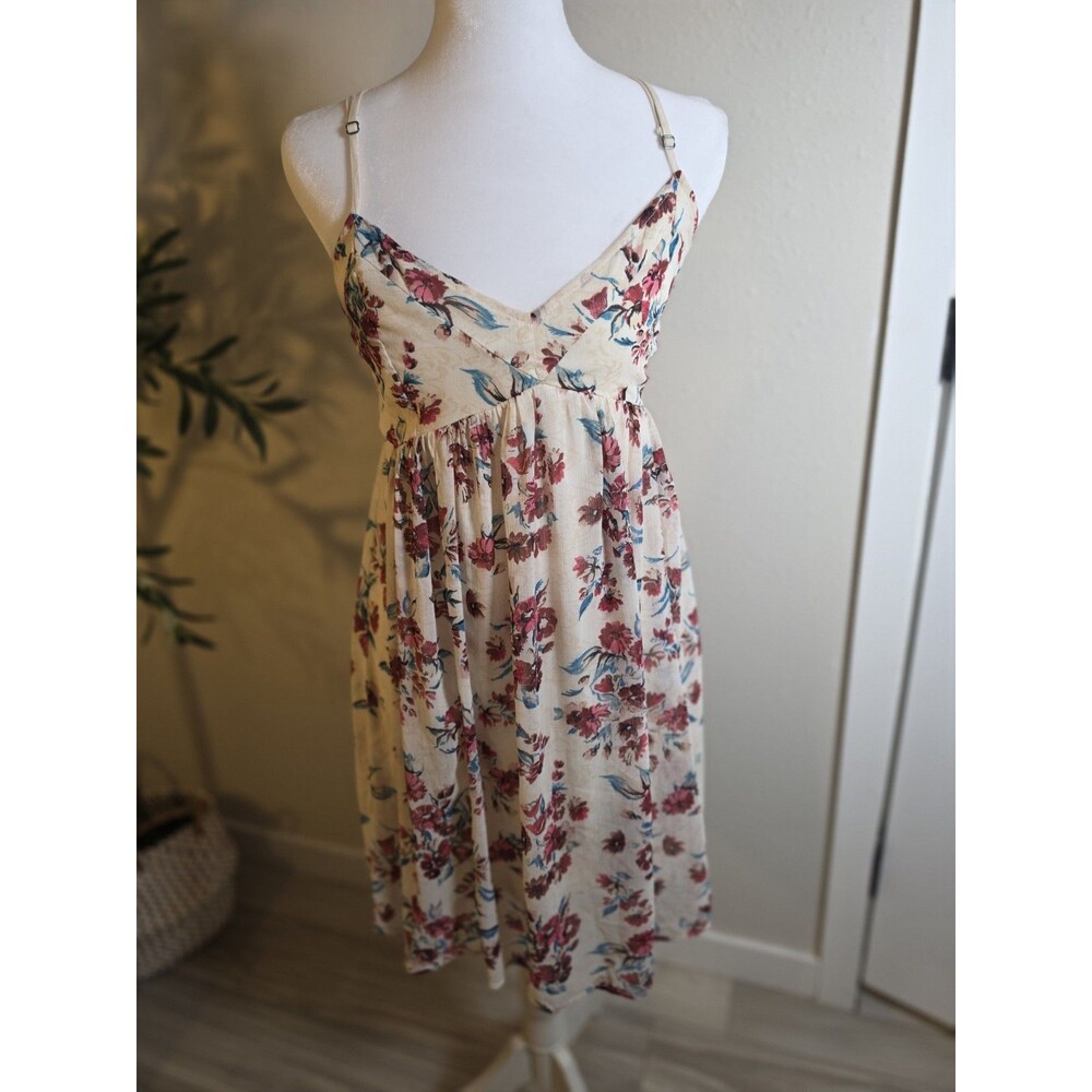 Vintage Hollister Floral Empire Waist Mini Dress Y2K Cottagecore Boho Size M